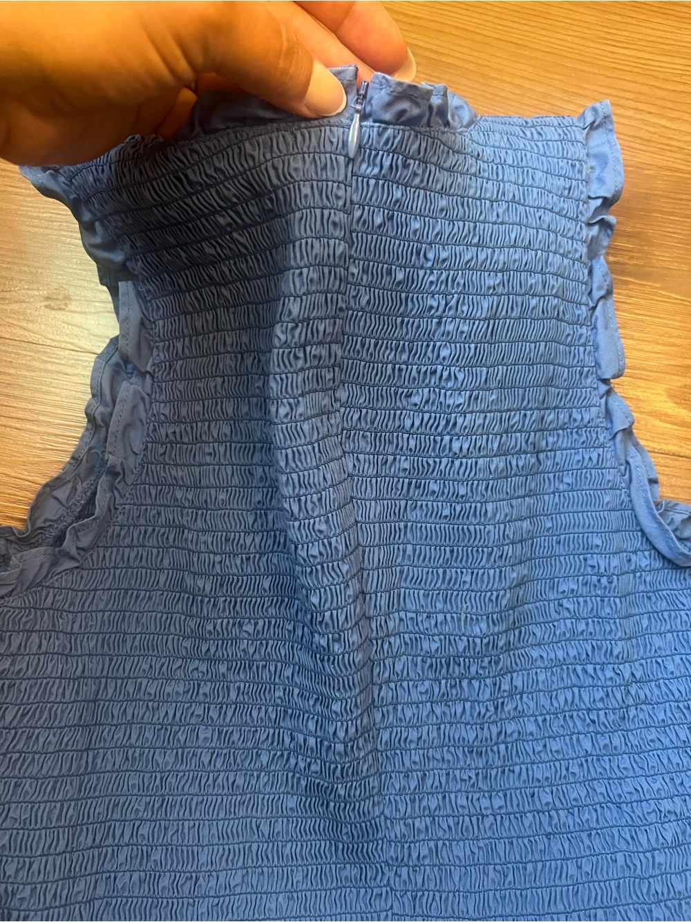 Amanda Uprichard Blue Smocked Ruffle Sundress - Picture 6 of 6